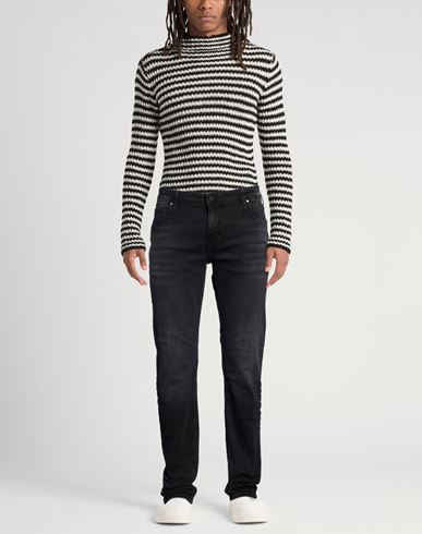 Man Jeans Black Size 38 Cotton, Elastane
