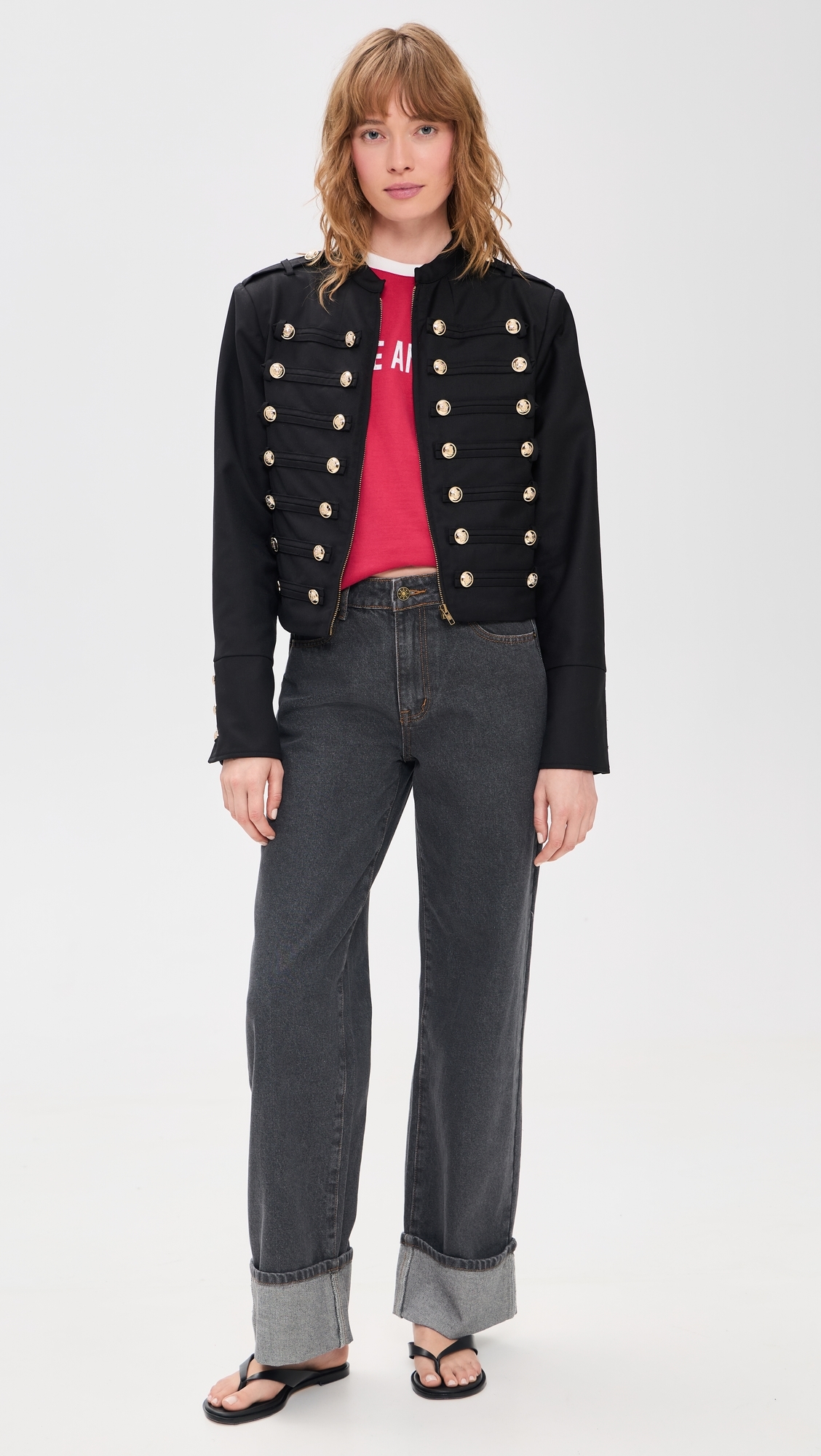 Top Model Cuffed Jeans Charcoal