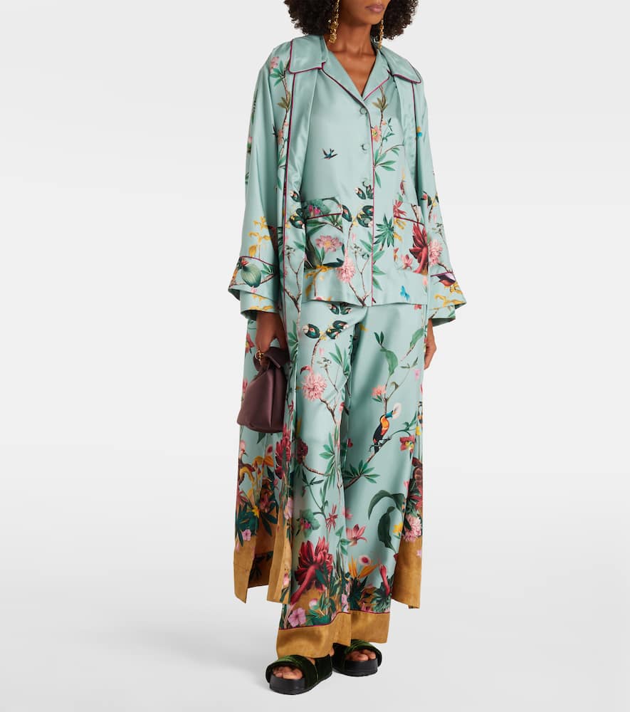 Midnight floral silk wrap dress