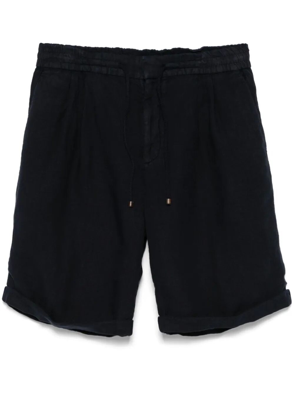 Garment Dyed Linen Gabardine Bermuda Shorts With Drawstring And Darts