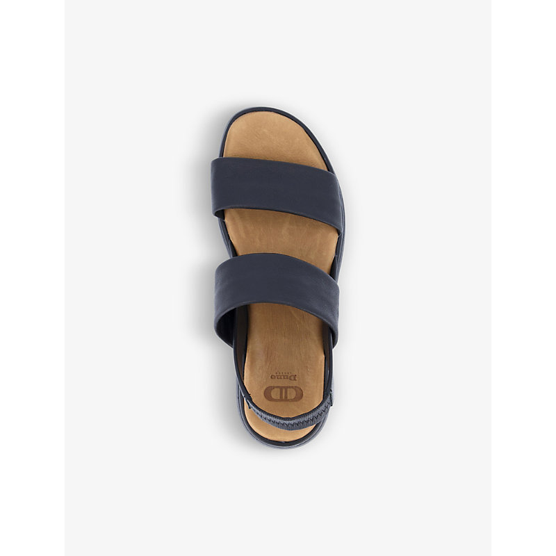Womens Black-leather Location Padded Leather Flatform Sandals