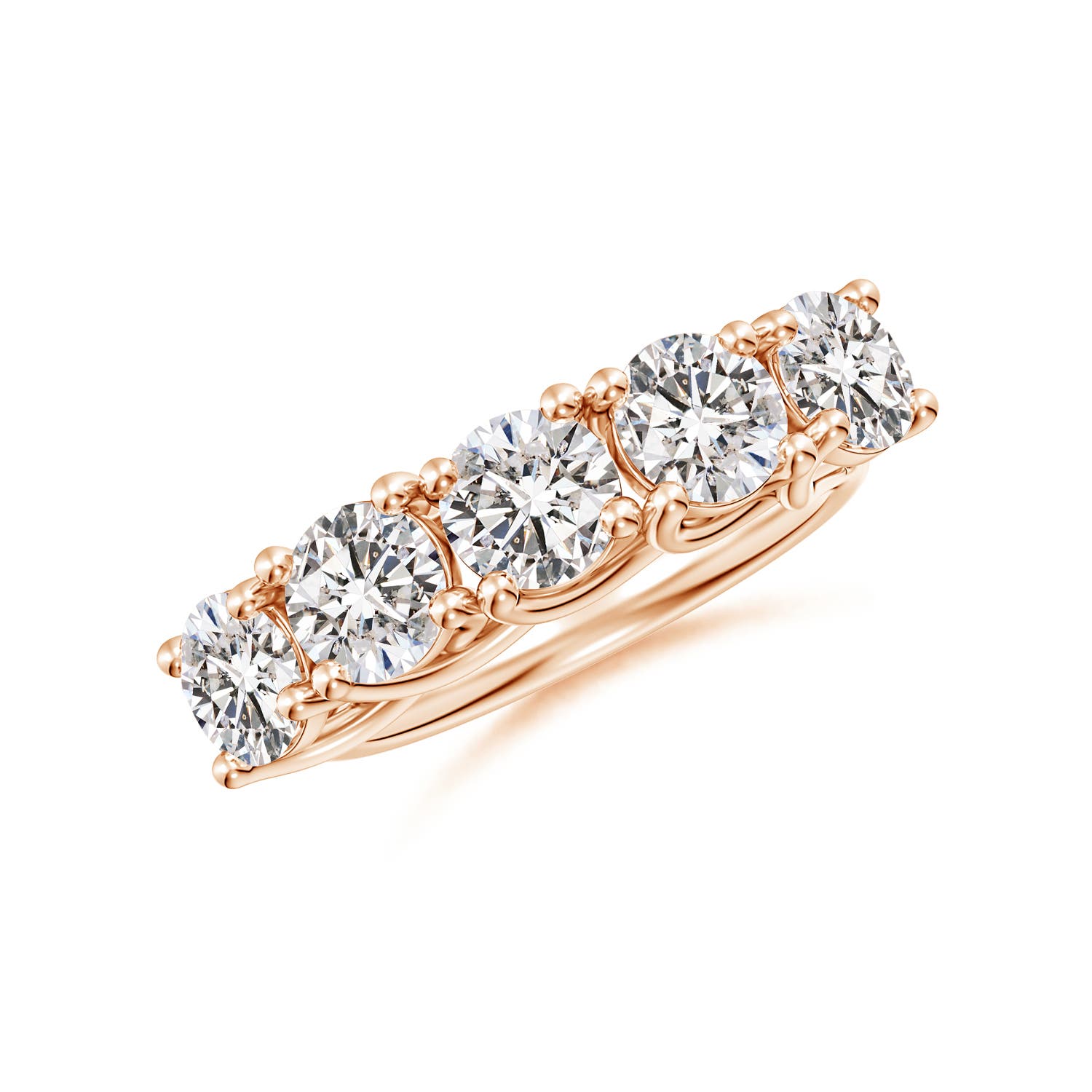 Angara 2.5 Carats Half Eternity Five Stone Diamond Wedding Band in 14K Rose Gold