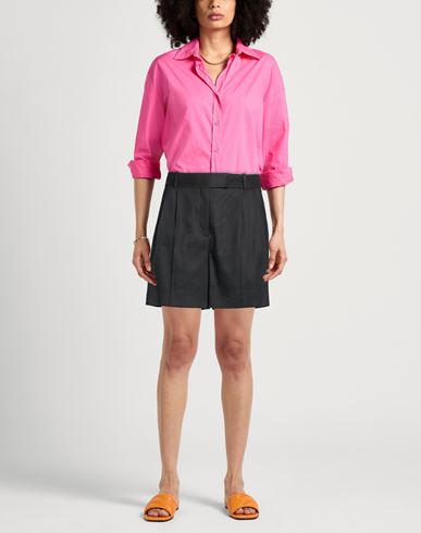 Woman Shorts & Bermuda Shorts Black Size 10 Linen, Polyester, Viscose, Elastane