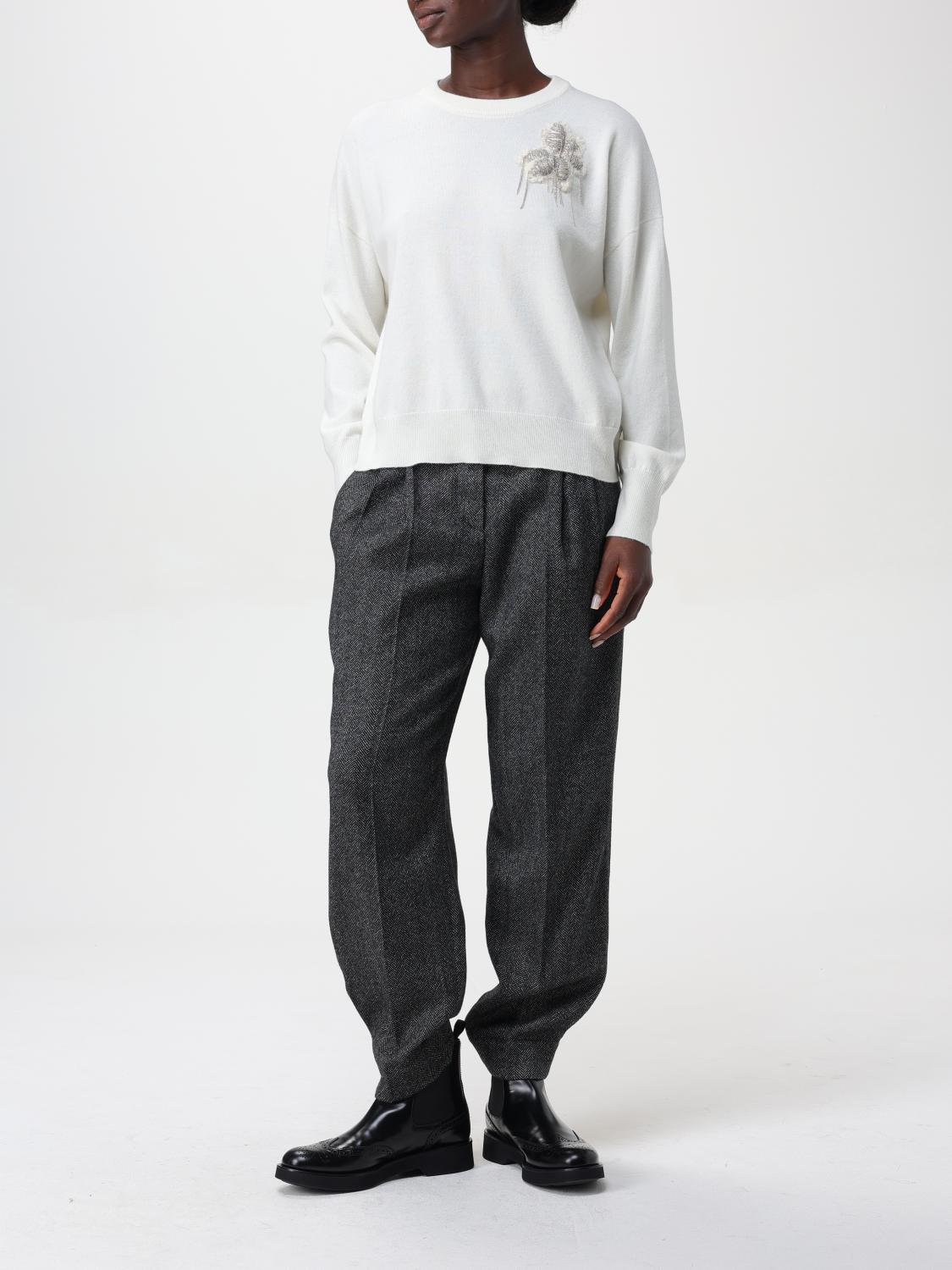 Herringbone-pattern tailored trousers - Grey