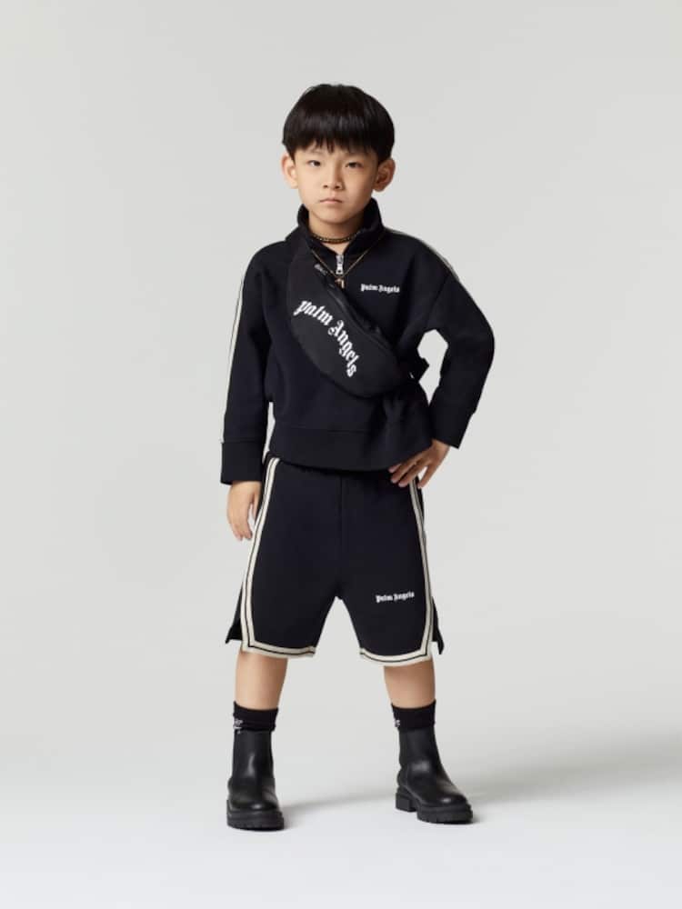 Palm Angels Kids Logo striped cotton jersey sweatshirt
