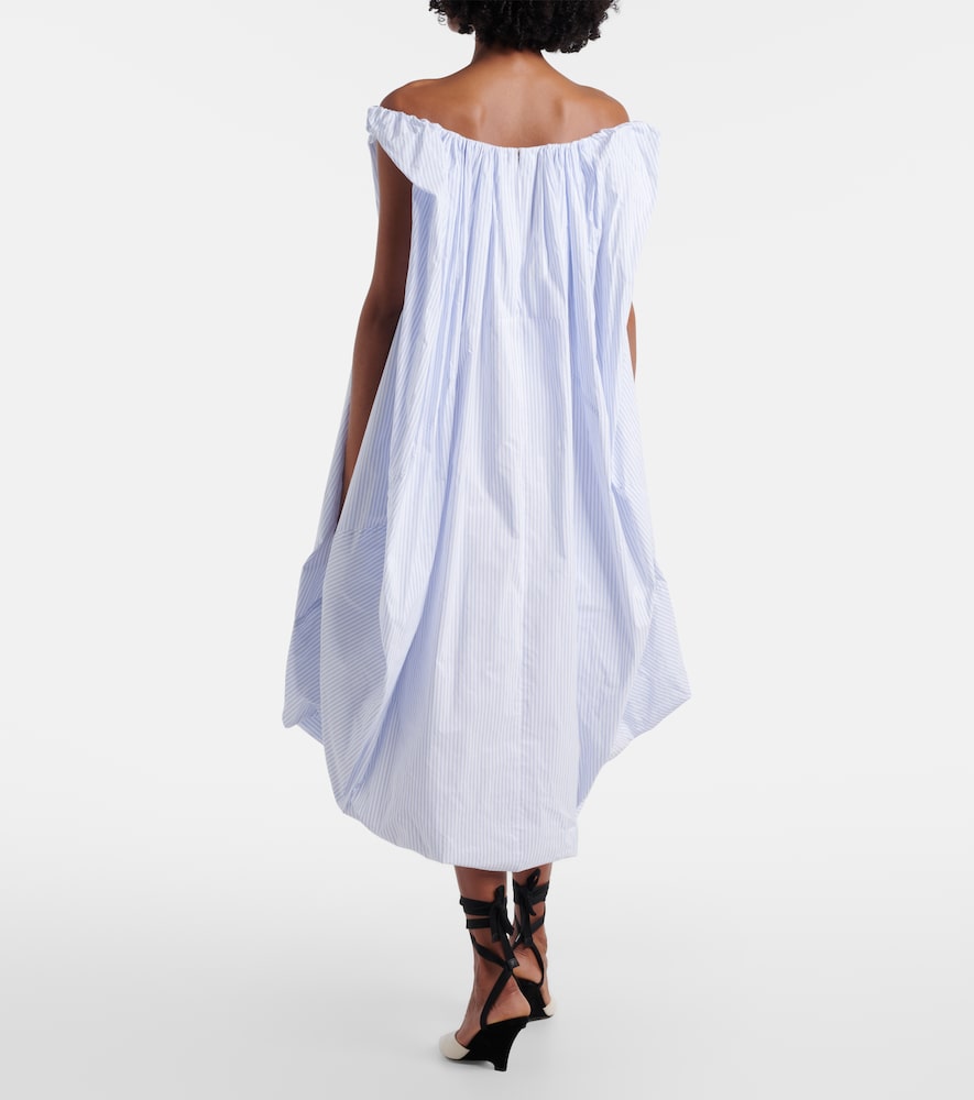 Lavande gathered striped midi dress