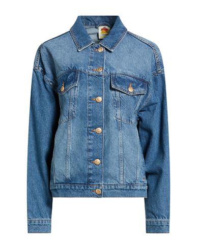 Woman Denim outerwear Blue Size L Cotton