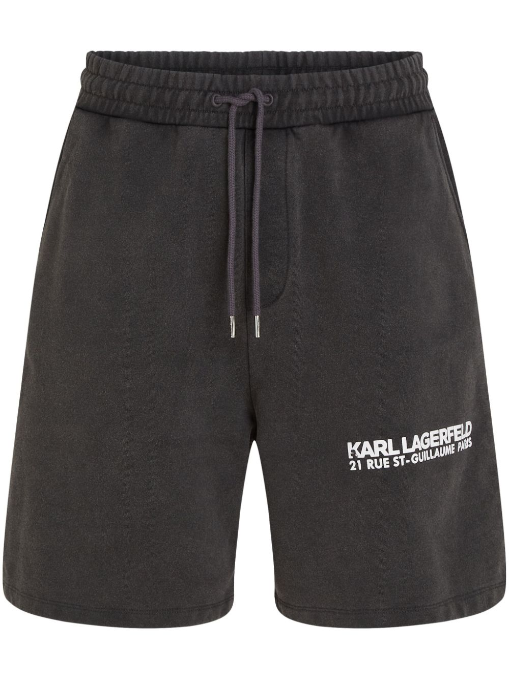 Logo-print organic-cotton track shorts - Black
