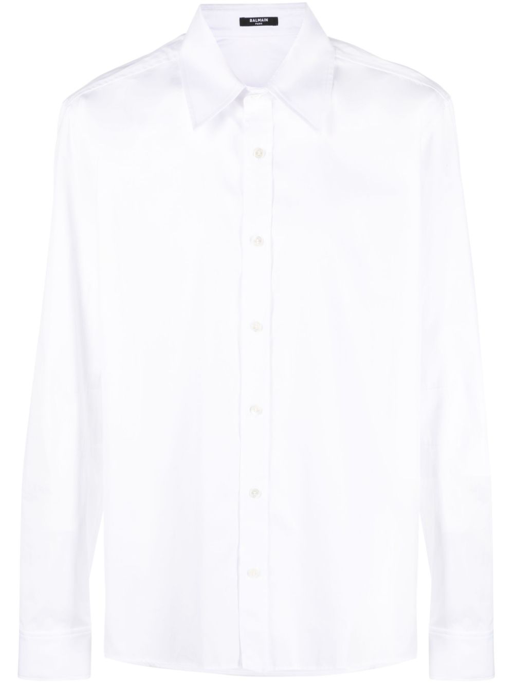 Logo-embroidered cotton shirt - White