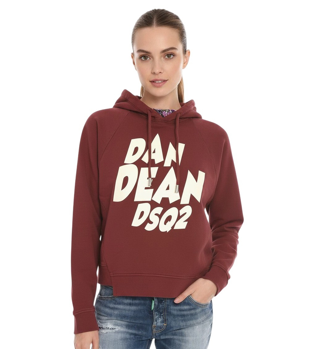 Maroon Graphic Hood Sweatshirt
