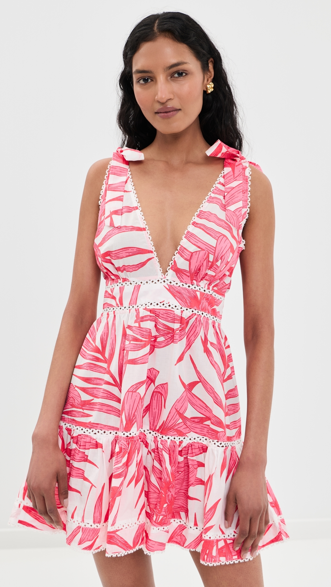 Cara Mini Dress Pink Palm Leaf