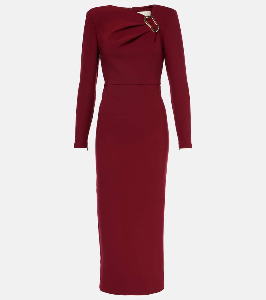 Long-sleeved crêpe midi dress