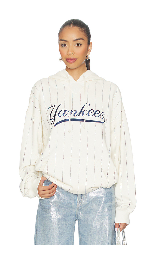 Terez x REVOLVE Yankees Gem Pinstripe Hoodie in White. L also in M, S, XL