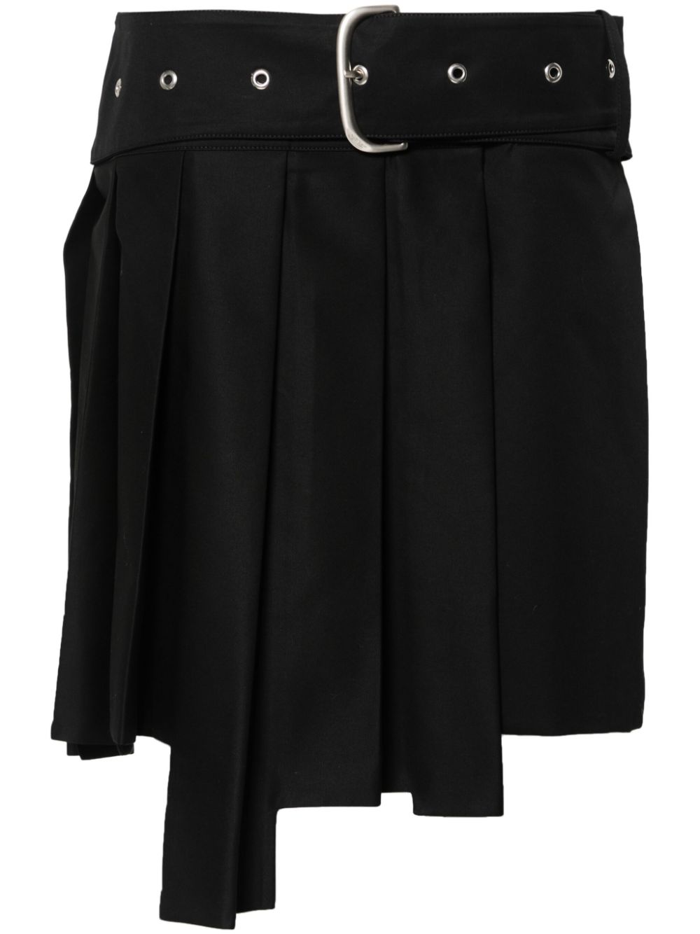 Wraparound pleated mini skirt - Black