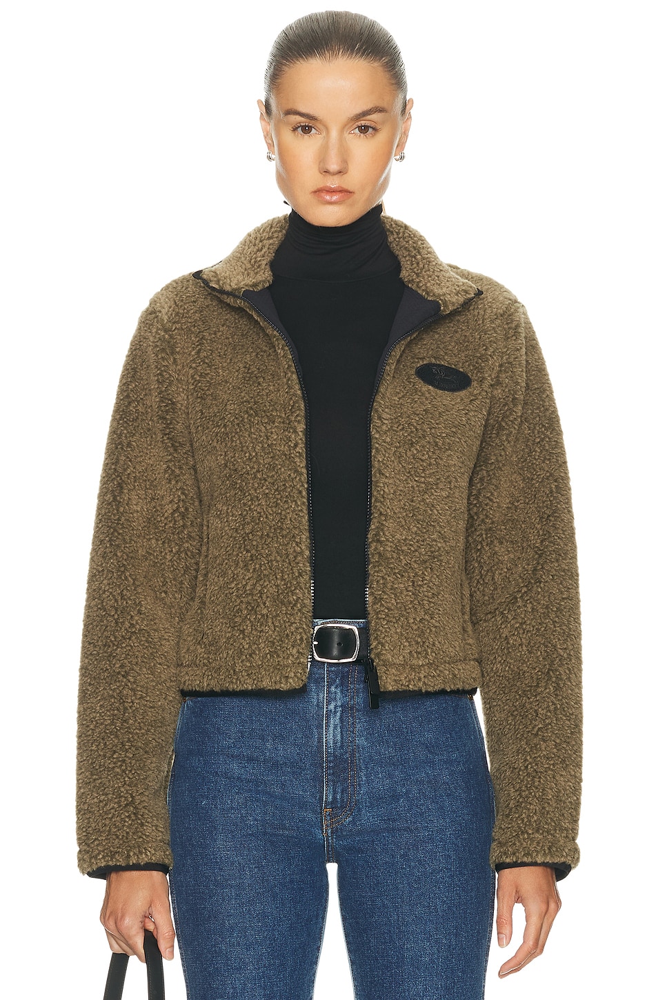 Burberry Fleece Jacket in Mire Melange - Olive. XS also in