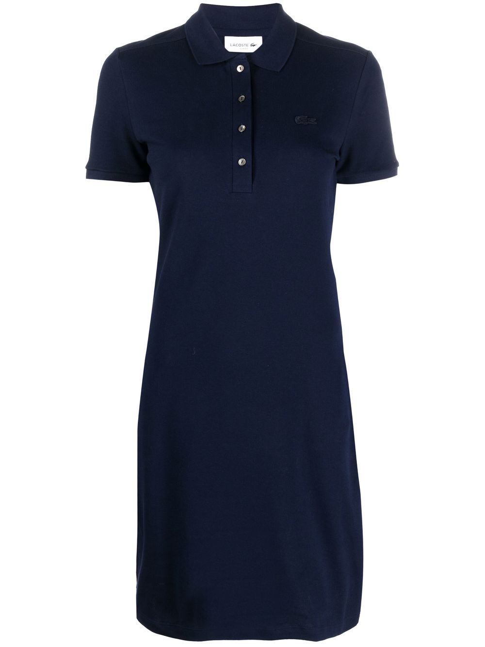 Logo-patch short-sleeve polo dress - Blue