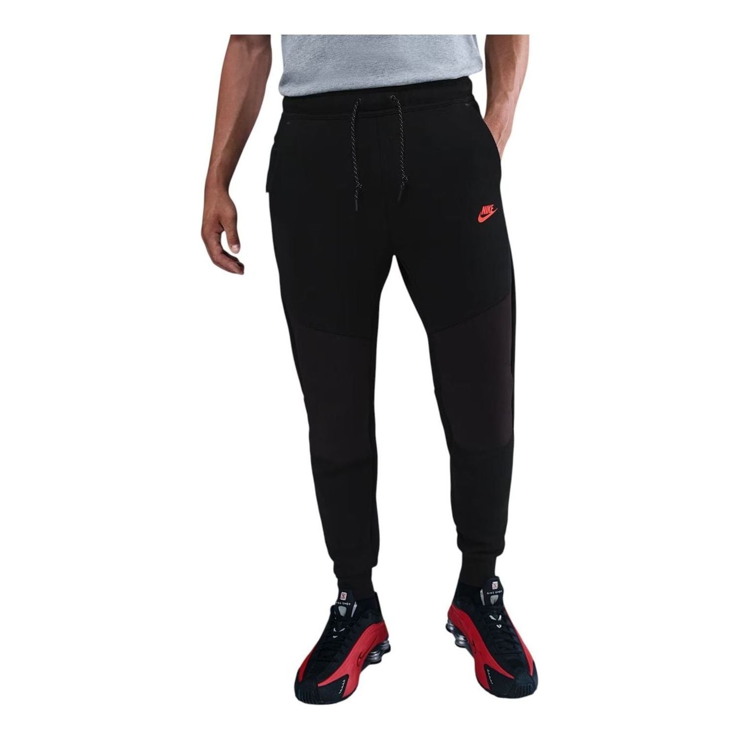 Tech Fleece Joggers 'Black Bright Crimson'