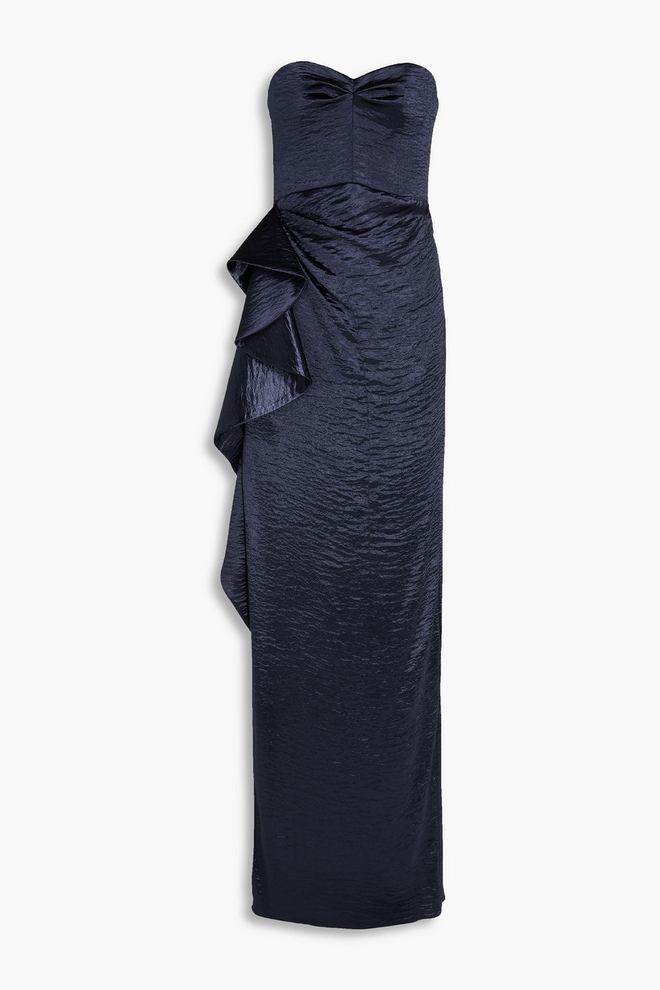 Eymen strapless draped hammered satin maxi dress - Blue - FR 36
