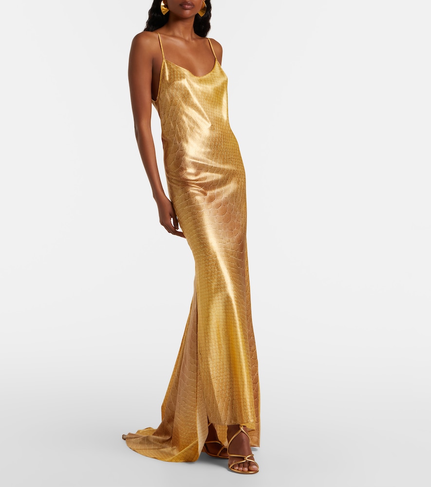 Snake-print silk gown
