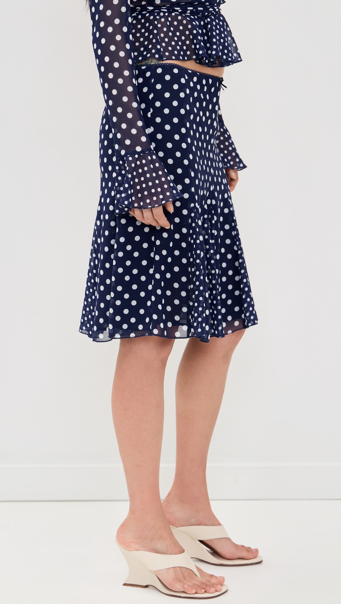 Mixed Godet Paloma Skirt Navy Dot