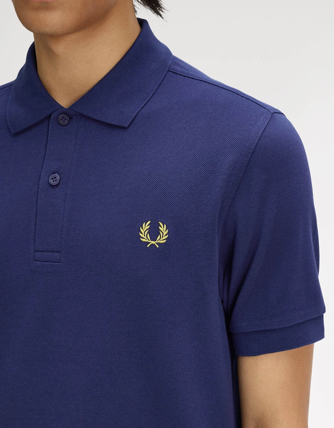 Men's Fred Perry Mens Plain Signature Polo Shirt - French Navy/Citron 12C