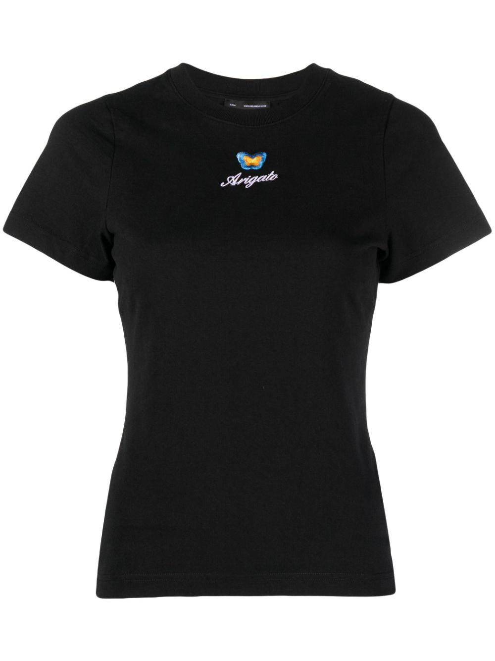 Embroidered-logo short-sleeve T-shirt - Black