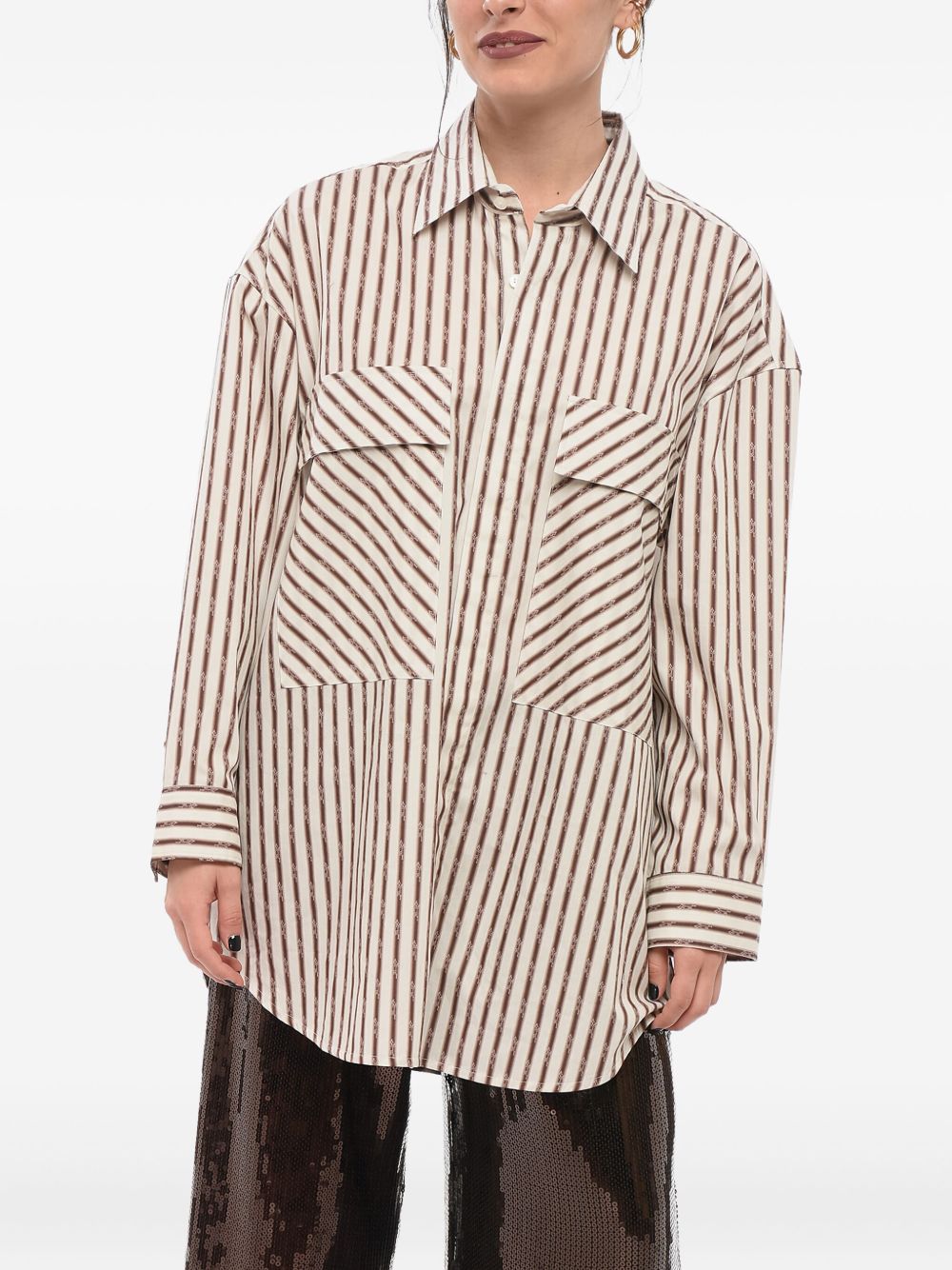 -Maxi Camicia A Righe-Donna