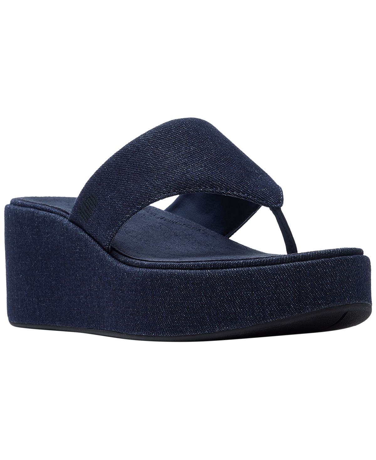 Women's Platfforms Denim Wedge Toe-Post Sandals - Dark Denim