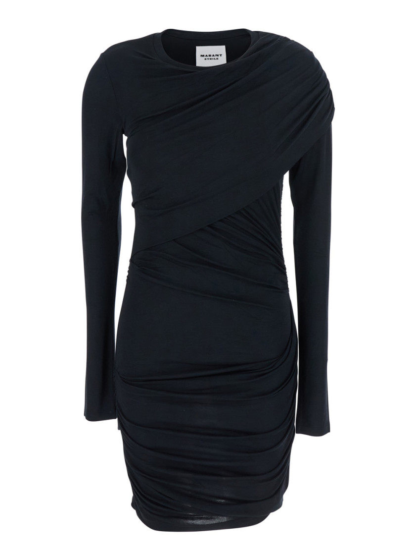 Black Denise Draped Mini Dress