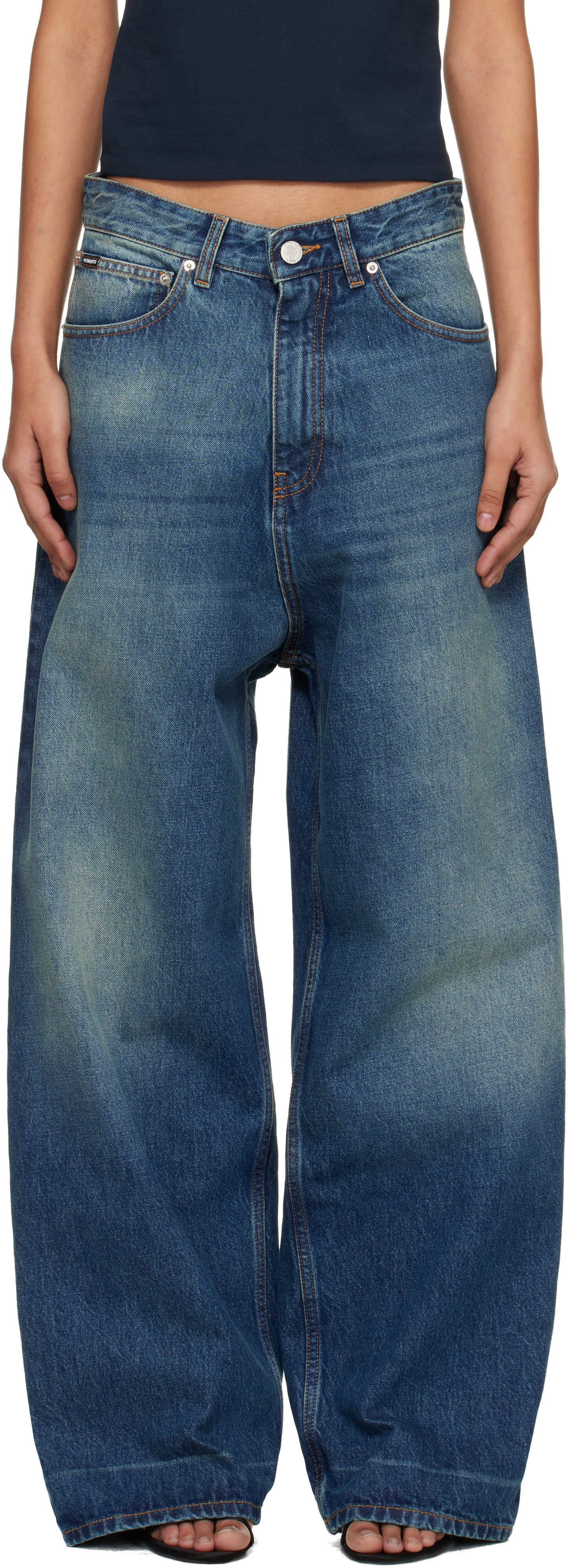 Navy Washed Baggy Jeans