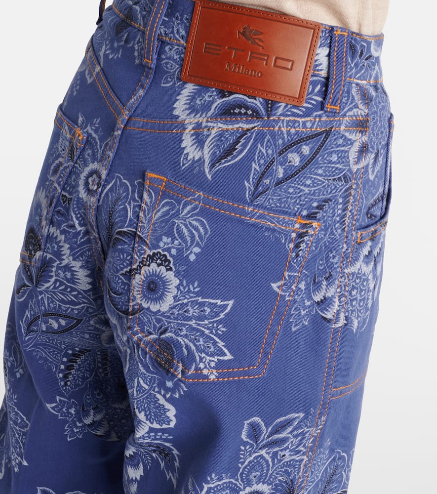 Floral high-rise wide-leg jeans