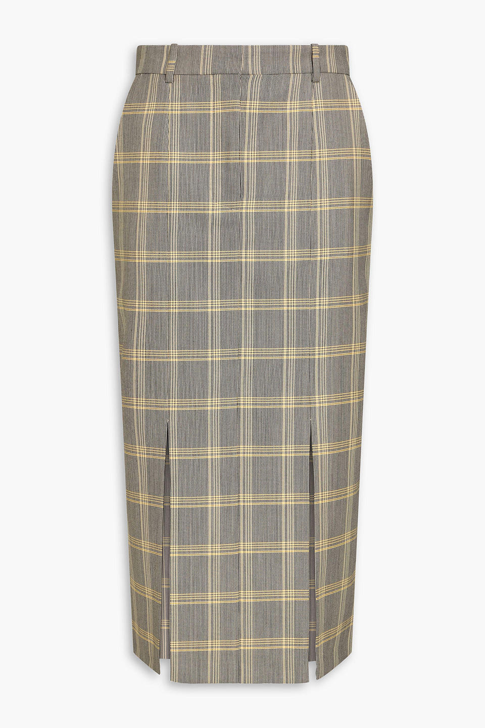 Checked wool-blend midi skirt