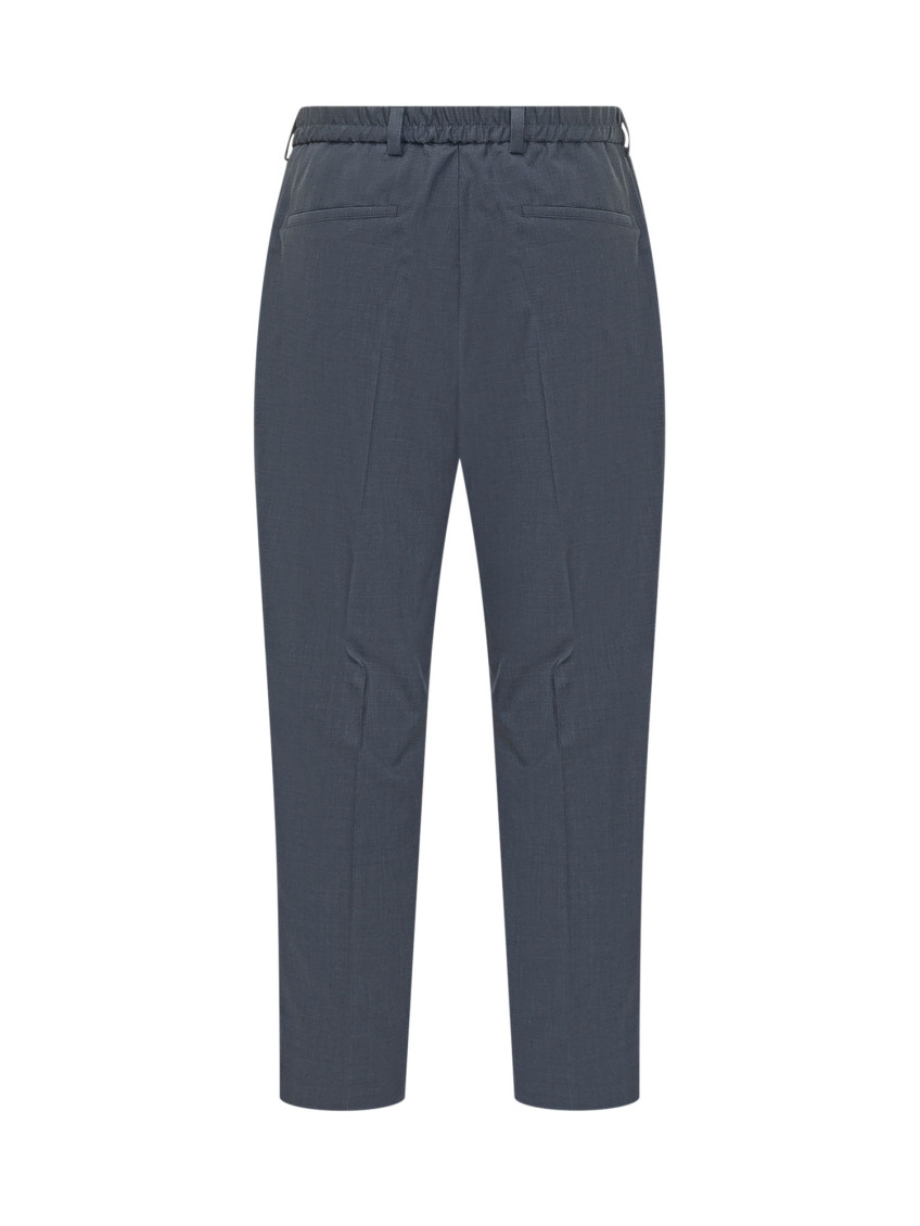 Blue Tapered Pleated Pants
