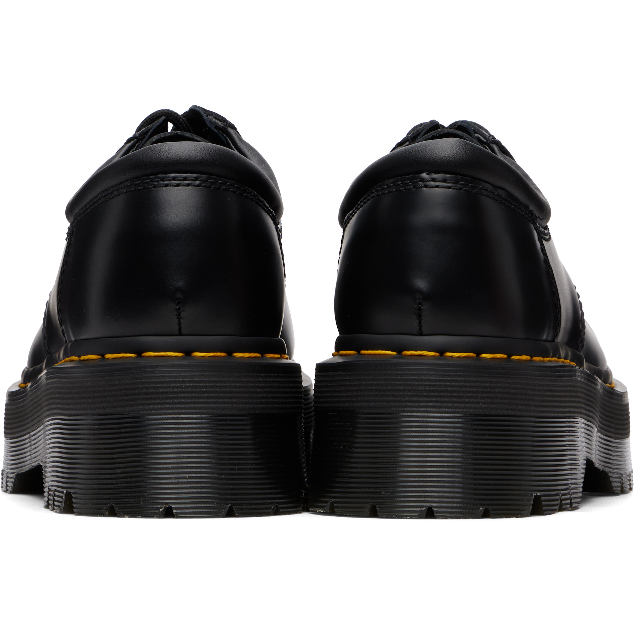 Black 8053 Quad Smooth Leather Platform Derbys