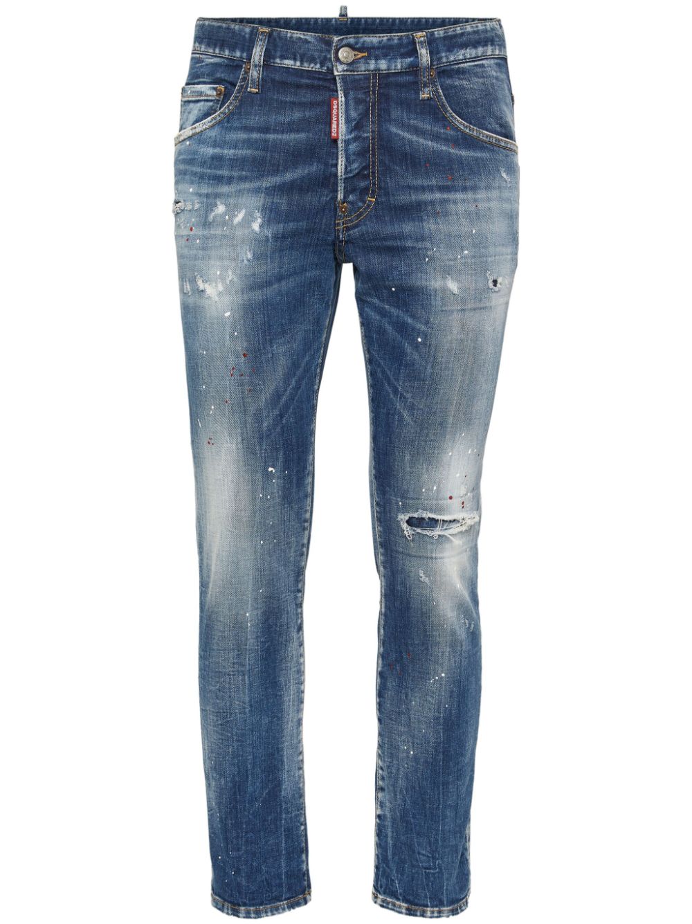 Distressed slim-cut jeans - Blue