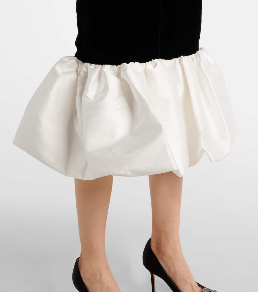 Velvet and satin midi dress