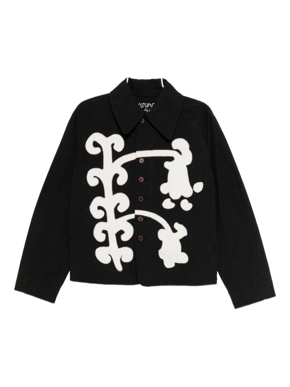 Applique hand embroidery jacket - Black