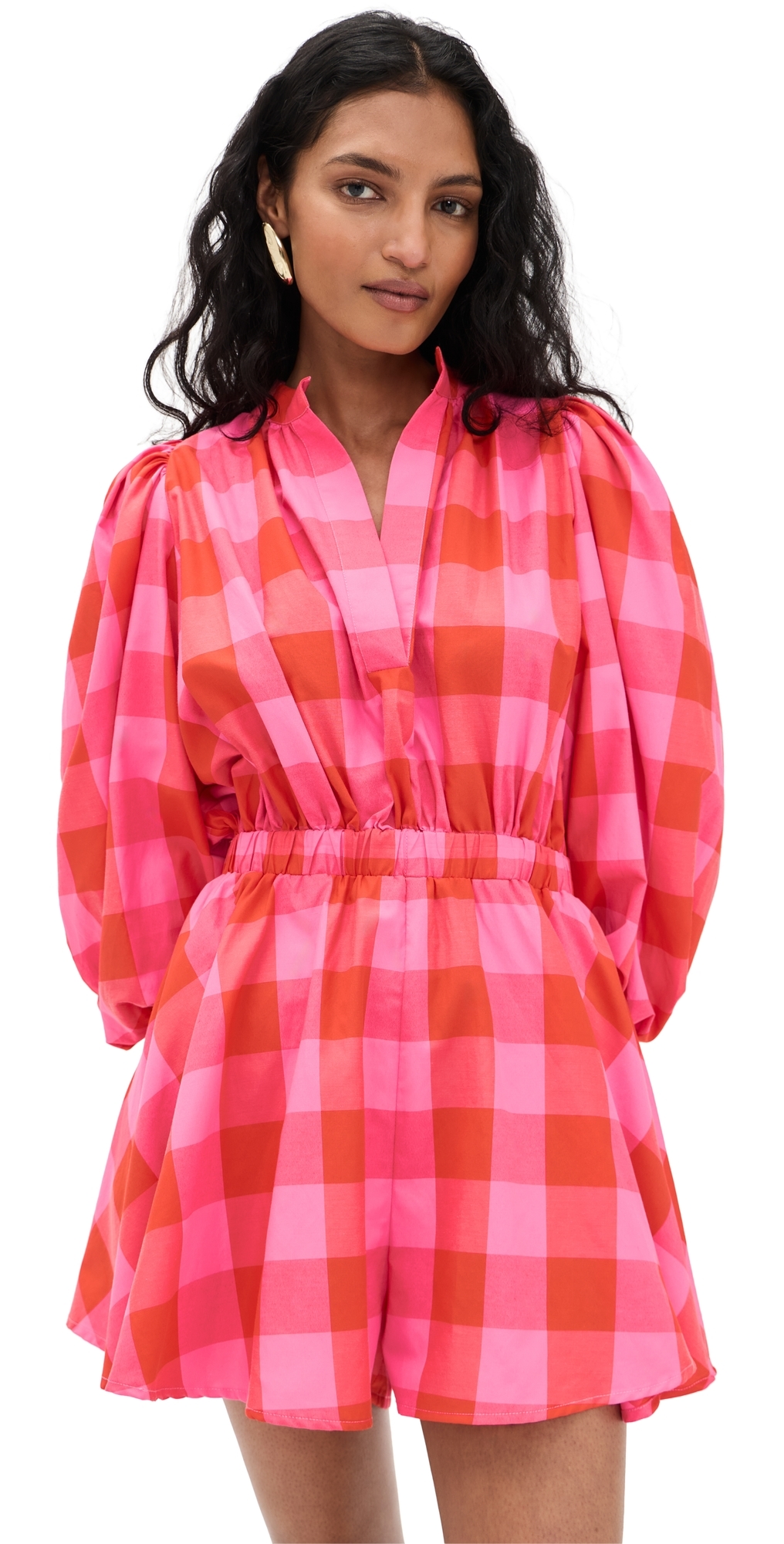 Inacia Romper Big Gingham Red And Pink L