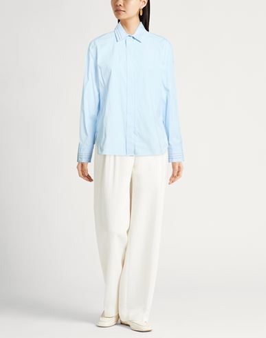 Woman Shirt Sky blue Size 8 Cotton, Elastane