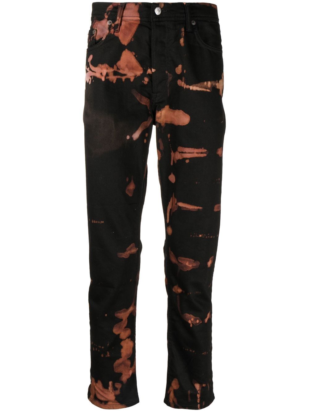 Bleached-effect straight-leg jeans - Black