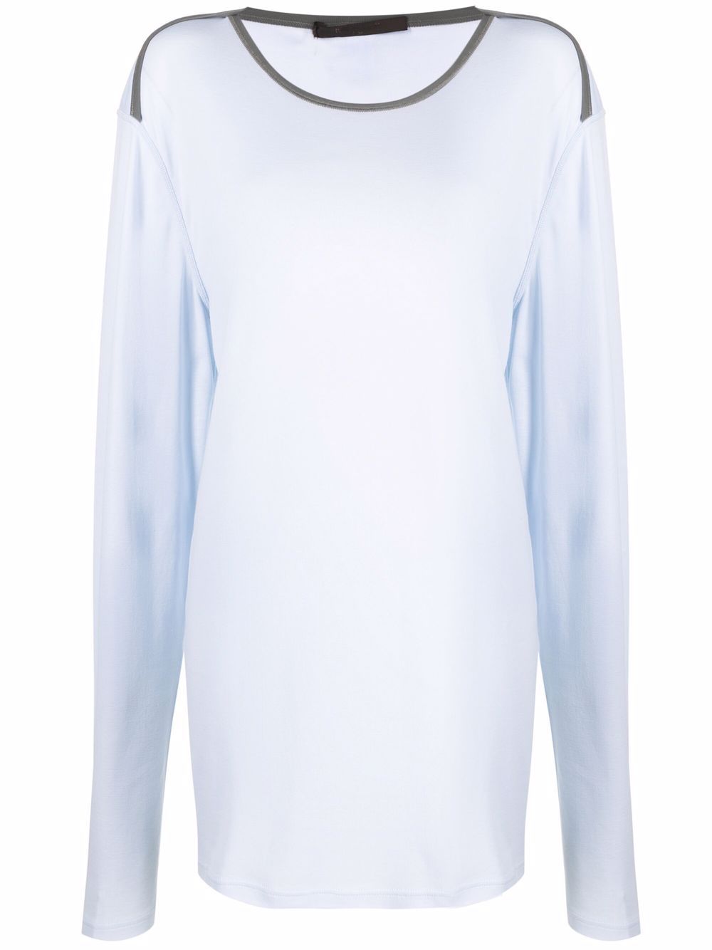 2000s pre-owned drop shoulders long-sleeved top - Blue