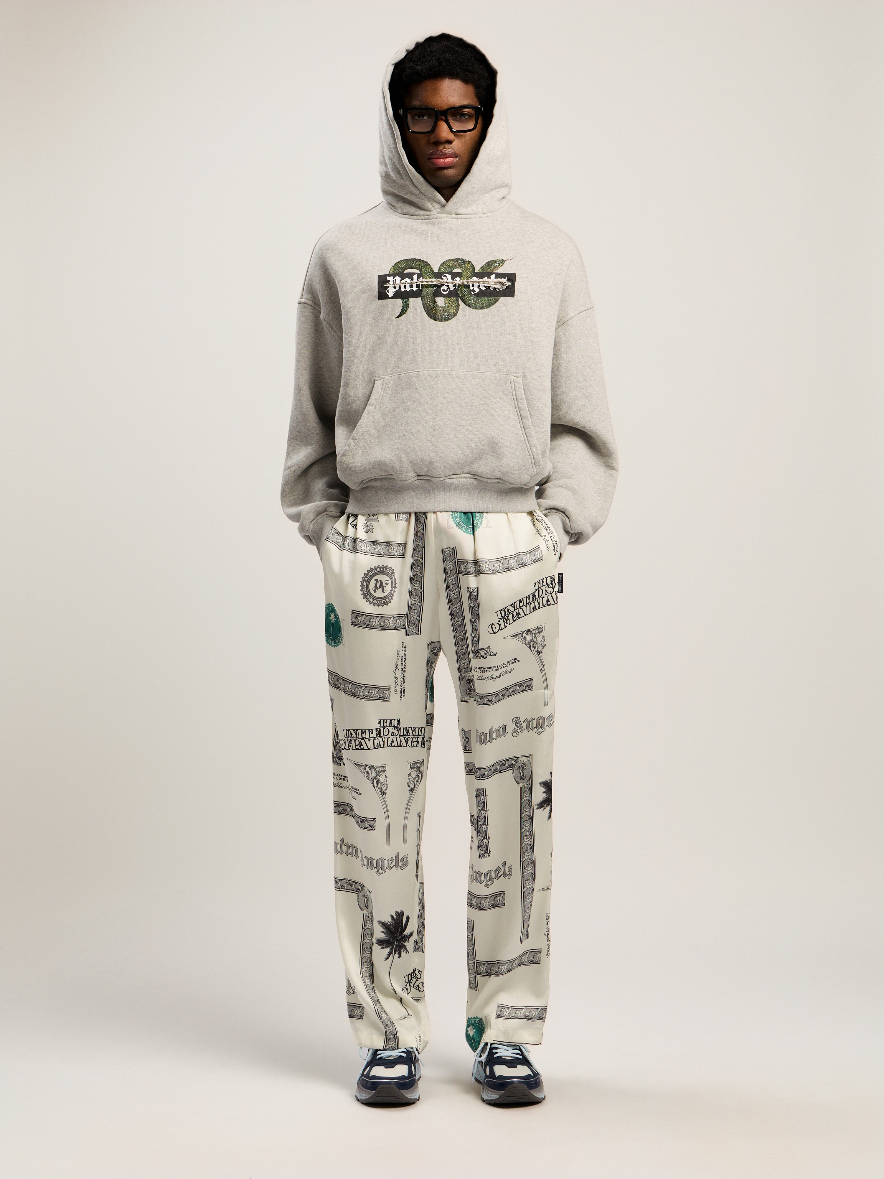 Snake Graphic Hoodie Man  Grey Melange