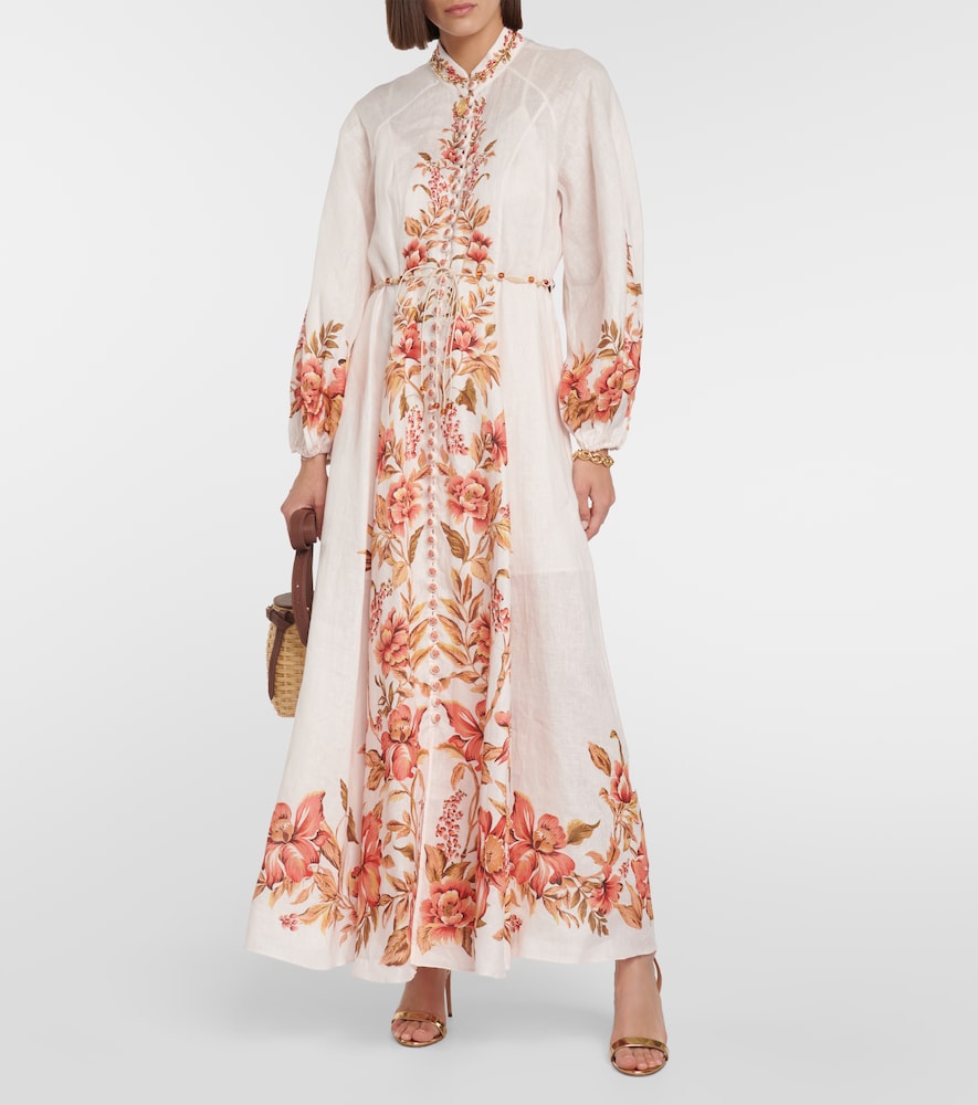 Zimmermann Vacay Billow belted floral linen maxi dress