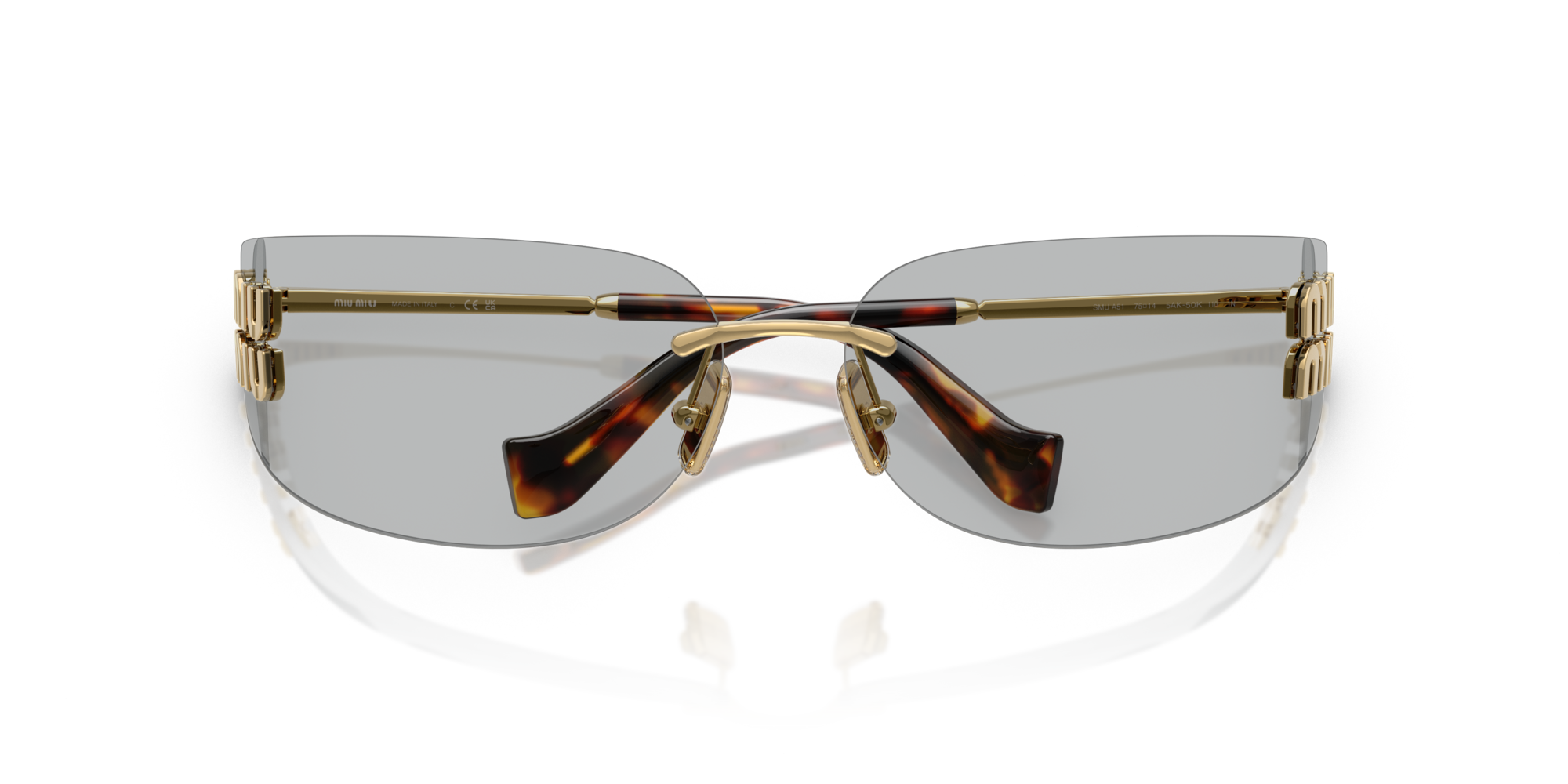 Miu Miu Woman Miu Miu MU A51S 5AK50K Sunglasses Metal Gold Grey Squared Norma