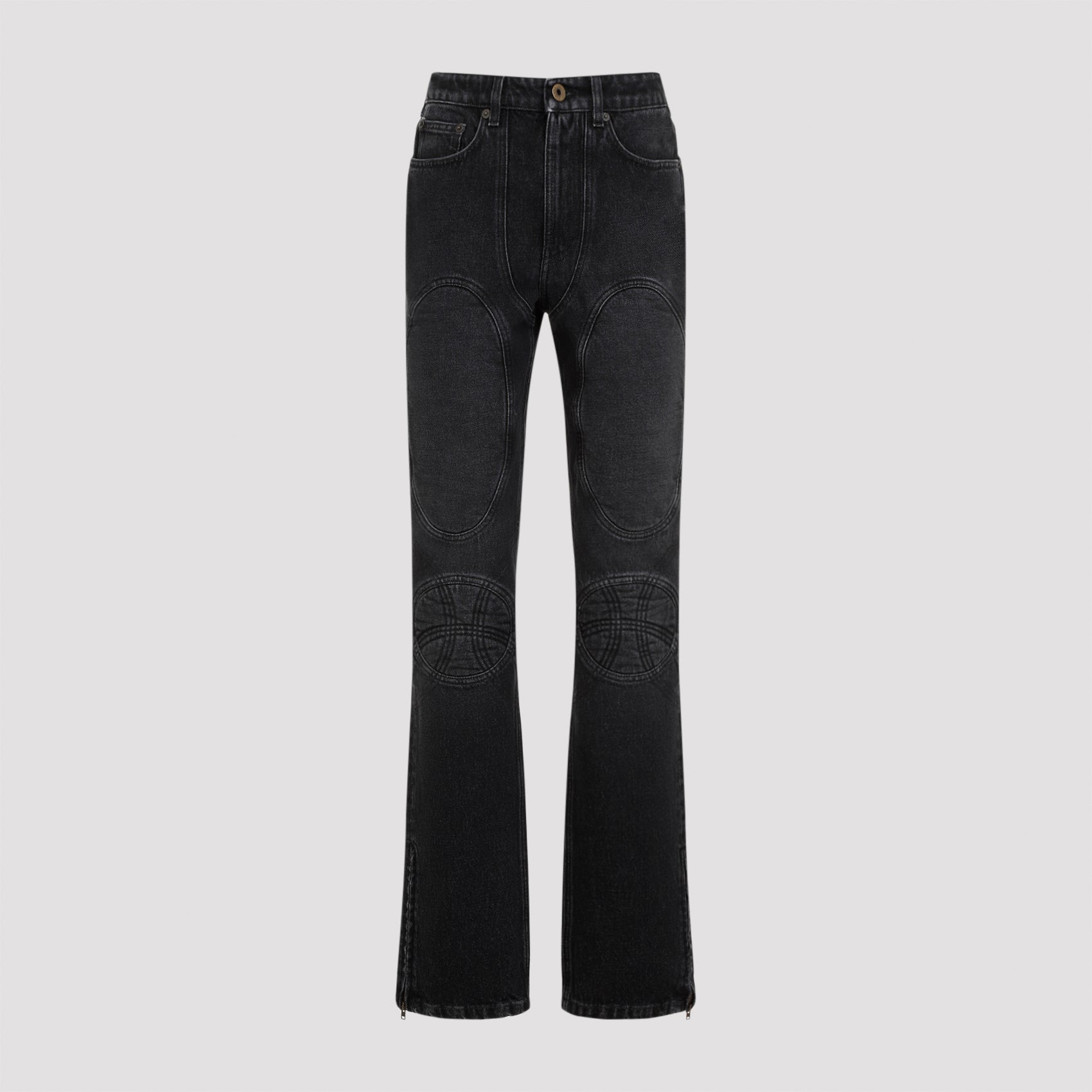 Denim Jeans with Lacing and Knee Bonding Detail