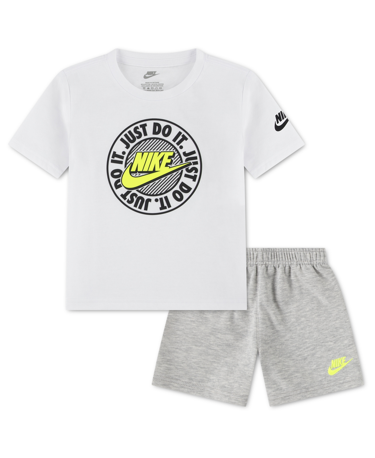Toddler Boys' 2T-4T Short-Sleeve T-Shirt and French Terry Shorts, 2-Piece Set - White/Gray Heather