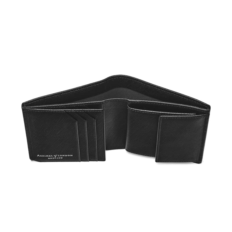 ID & Coin RFID Wallet in Black Saffiano