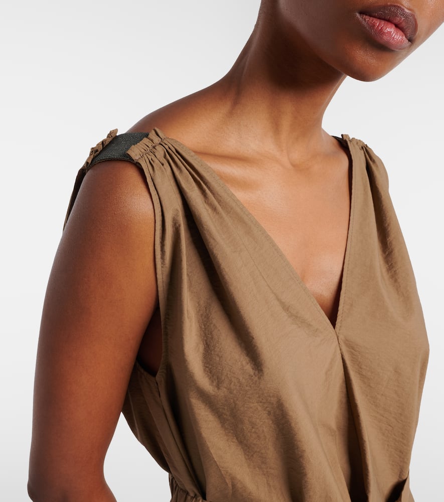 Belted cotton-blend midi dress