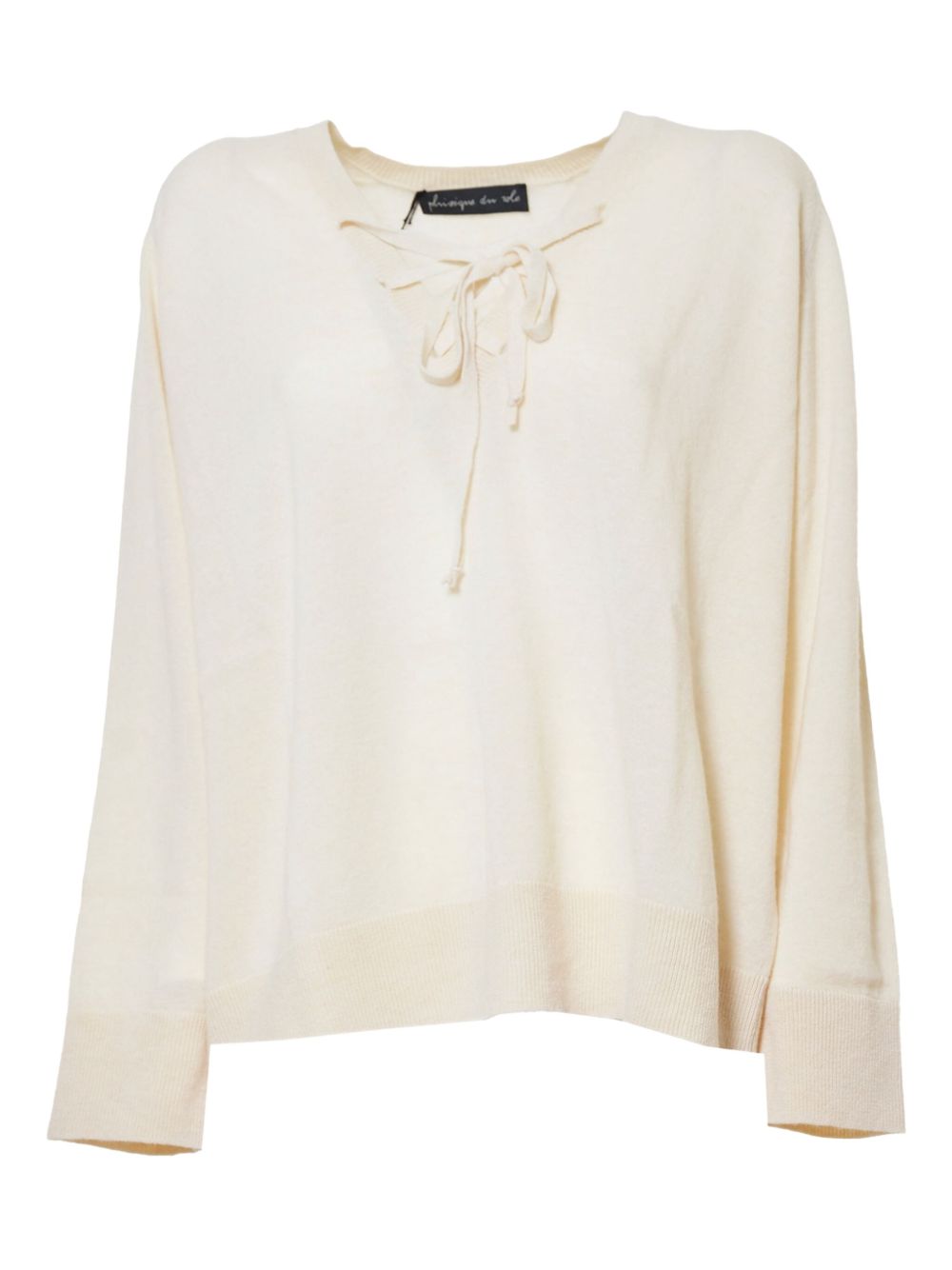 Lace up-detail sweater - Neutrals