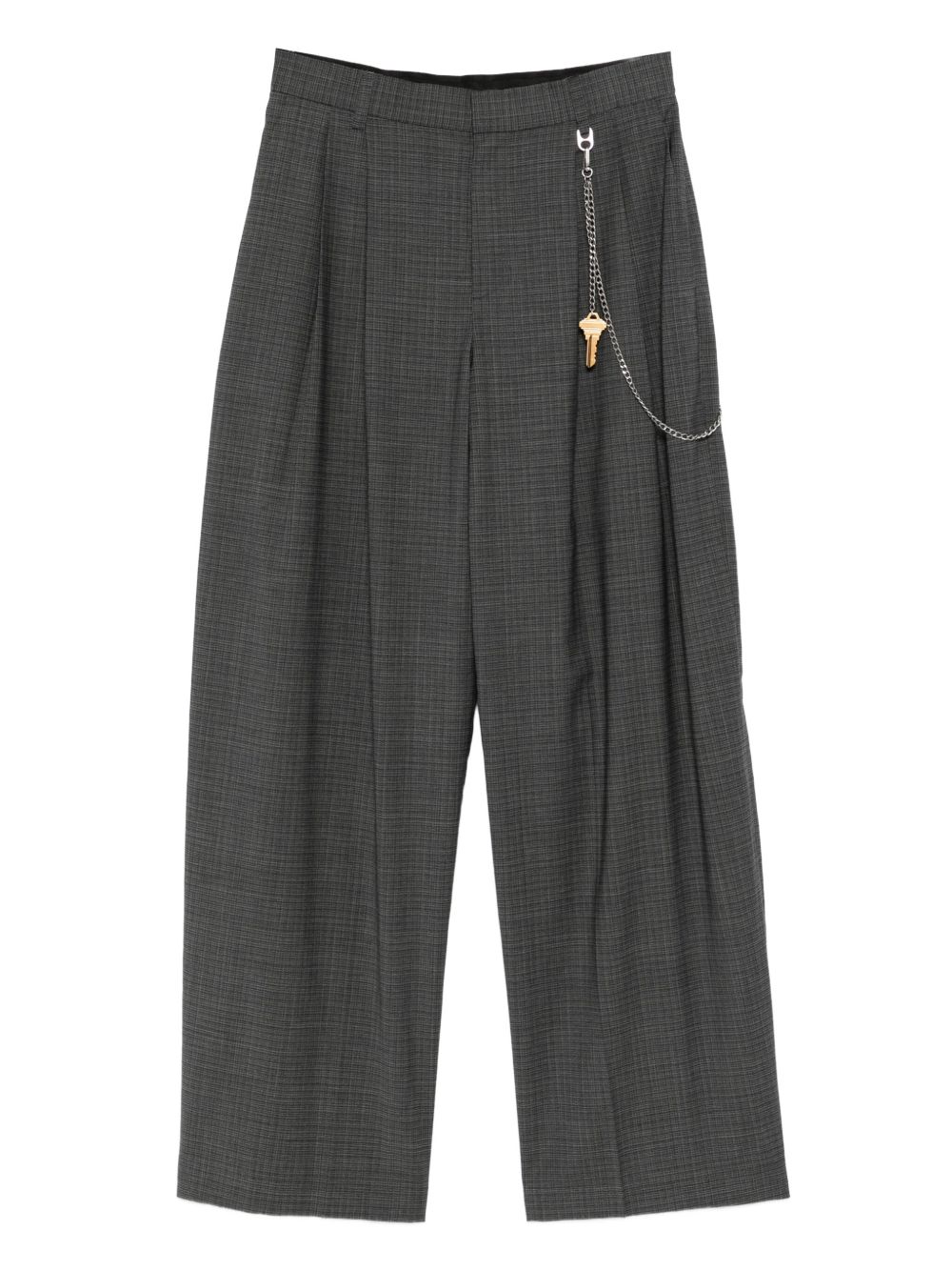 Pleated chain-detail trousers - Grey